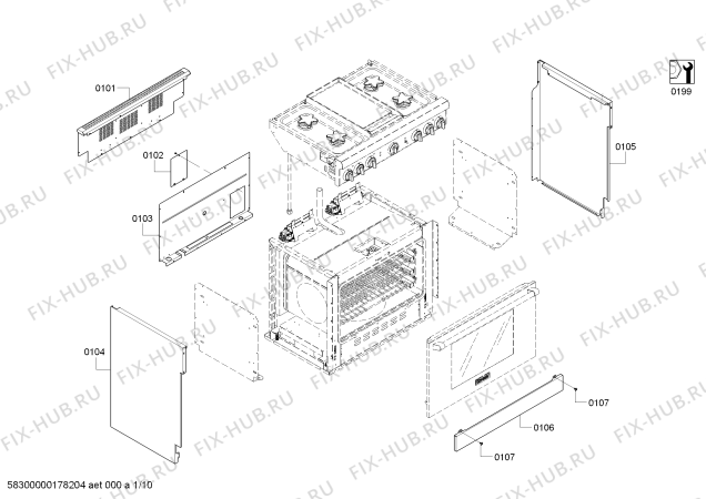 Схема №3 PRD366GHU с изображением Кабель для плиты (духовки) Bosch 00754937