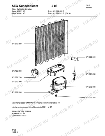 Взрыв-схема холодильника Aeg S3230KG - Схема узла Refrigerator cooling system