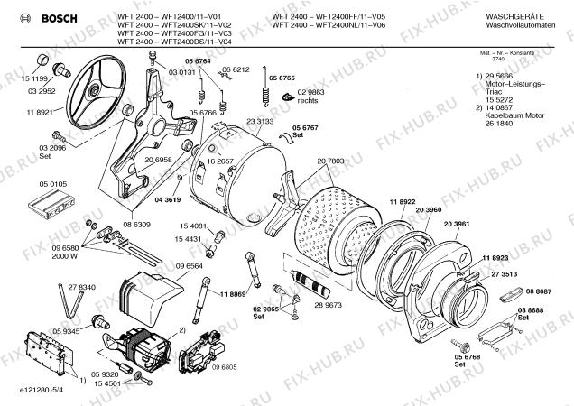 Взрыв-схема стиральной машины Bosch WFT2400DS WFT2400 - Схема узла 04