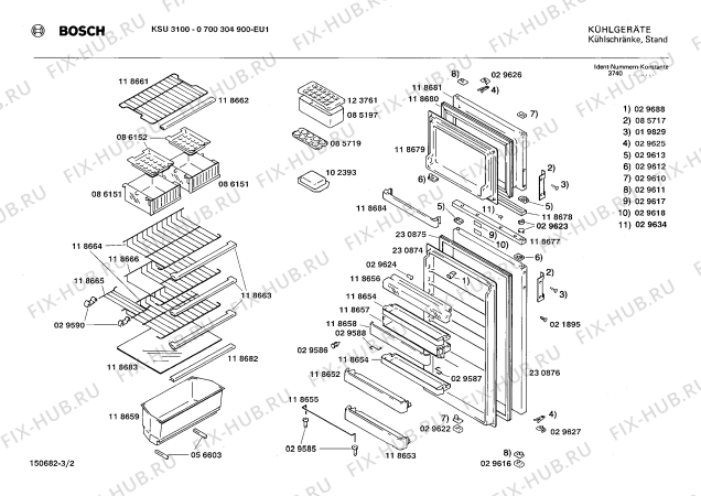 Схема №1 0700304900 KSU3100 с изображением Поднос для холодильника Bosch 00118684