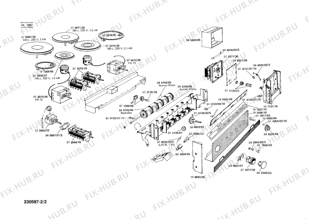 Взрыв-схема плиты (духовки) Siemens HL7407 - Схема узла 02