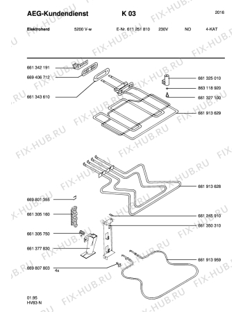 Взрыв-схема плиты (духовки) Aeg 5200V-W N - Схема узла Section4