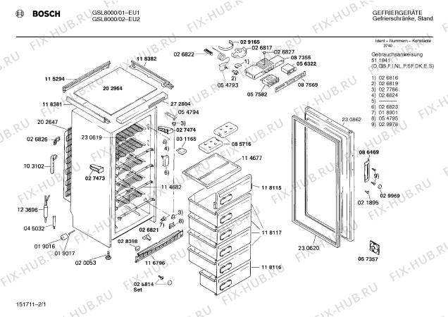 Схема №2 GSU8000 с изображением Панель для холодильной камеры Bosch 00087669