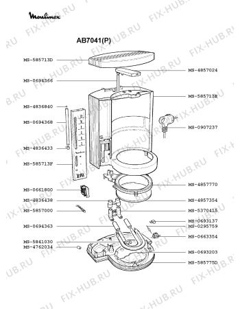 Взрыв-схема кофеварки (кофемашины) Moulinex AB7041(P) - Схема узла PP001424.5P2