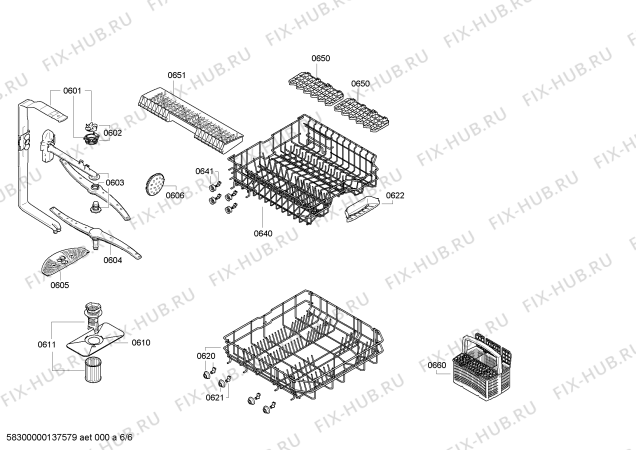 Взрыв-схема посудомоечной машины Bosch SMU40E18SK - Схема узла 06