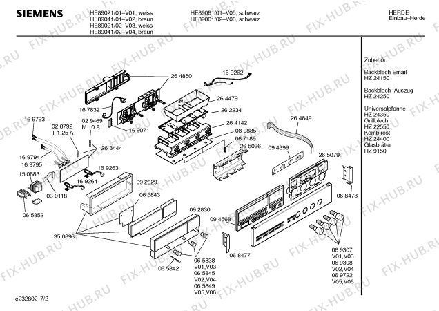 Взрыв-схема плиты (духовки) Siemens HE89061 - Схема узла 02