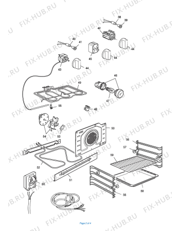 Взрыв-схема плиты (духовки) DELONGHI DMA 6X - Схема узла 2