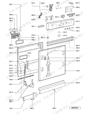 Схема №1 ADG 687 WH с изображением Панель для посудомойки Whirlpool 481245373493