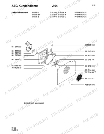 Взрыв-схема плиты (духовки) Aeg 5105E-D - Схема узла Section4