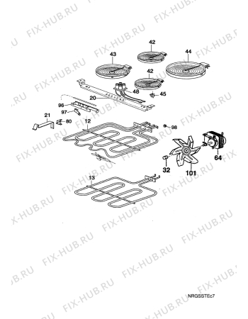 Взрыв-схема плиты (духовки) Electrolux EK6721W1  M.BL.VITRO - Схема узла Electrical equipment