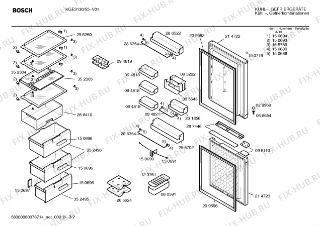 Схема №2 KGE3116 с изображением Инструкция по эксплуатации для холодильной камеры Bosch 00521821