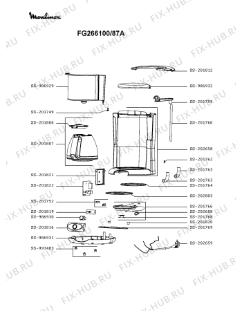 Схема №1 FG266100/87A с изображением Холдер фильтра  для электрокофеварки Moulinex SS-986929