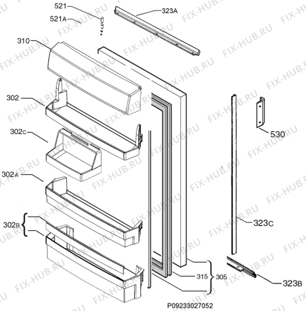 Взрыв-схема холодильника Aeg Electrolux SKS58840E0 - Схема узла Door 003