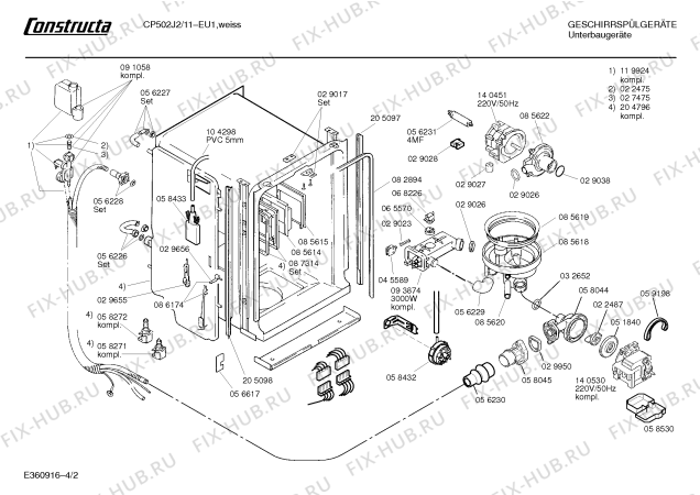 Схема №2 CP502J2 с изображением Панель для электропосудомоечной машины Bosch 00272950