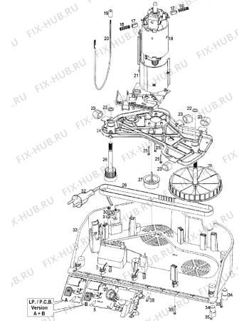 Взрыв-схема кухонного комбайна BRAUN Multiquick 5 Kitchen machine K 700 Black - Схема узла 2