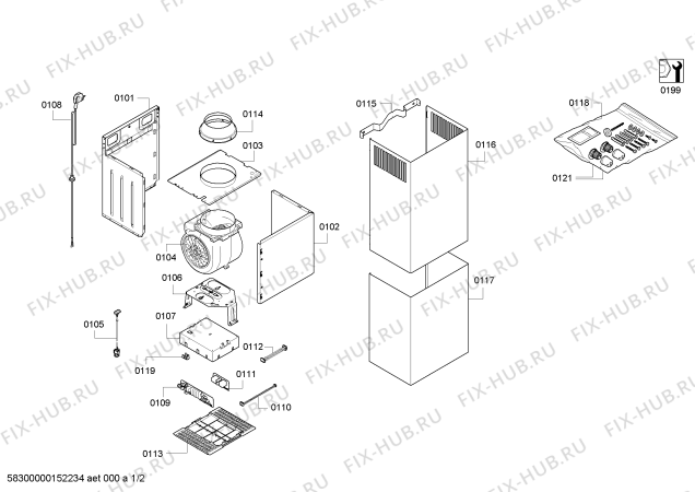 Схема №1 LC91KA560 с изображением Панель управления для вытяжки Siemens 00686374