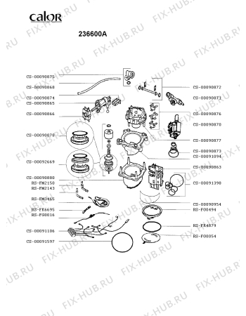 Взрыв-схема кофеварки (кофемашины) Calor 236600A - Схема узла 2366A00_.FR2