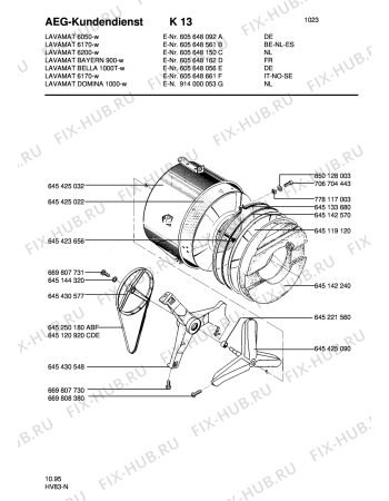 Взрыв-схема стиральной машины Aeg LAVBAYERN 900 - Схема узла Tub and drum