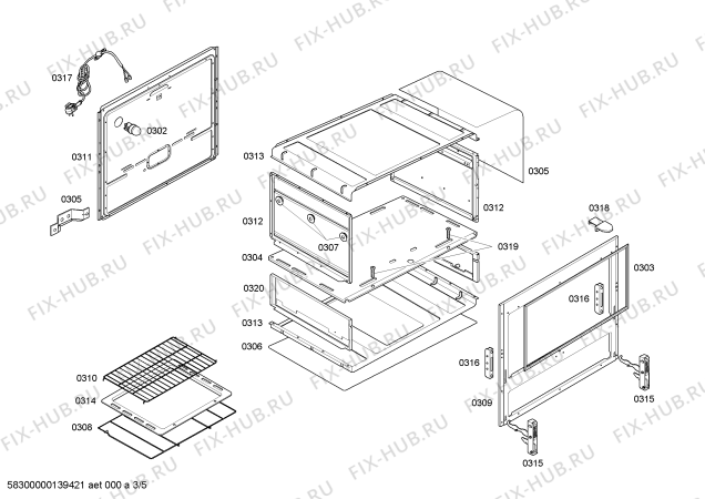 Взрыв-схема плиты (духовки) Bosch HSK13I32NF STYLE II BCO GN 220V - Схема узла 03