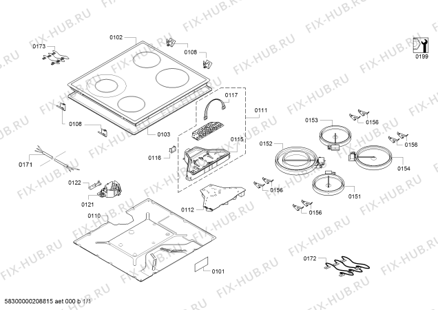 Схема №1 PKF651FP1E с изображением Стеклокерамика для плиты (духовки) Bosch 00777521