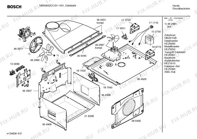 Взрыв-схема плиты (духовки) Bosch HBN3652CC - Схема узла 02