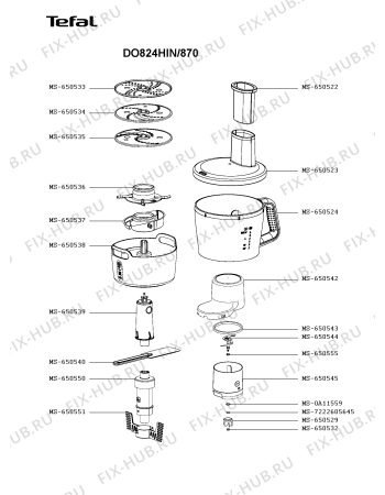 Взрыв-схема кухонного комбайна Tefal DO824HIN/870 - Схема узла 6P005692.2P2