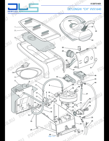 Схема №1 STIRELLA VVX1640 с изображением Провод для электроутюга DELONGHI 5012872329