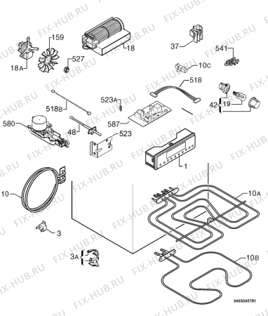 Взрыв-схема плиты (духовки) Zanussi ZYB590X - Схема узла Electrical equipment 268