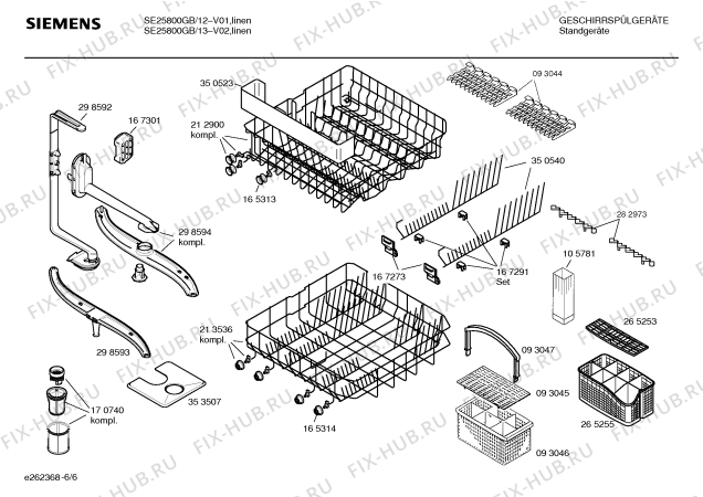 Взрыв-схема посудомоечной машины Siemens SE25800GB - Схема узла 06