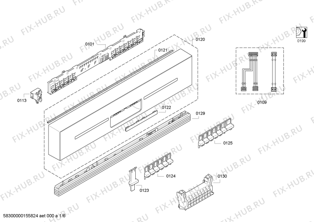 Схема №4 SN58M452DE с изображением Передняя панель для посудомойки Siemens 00703172