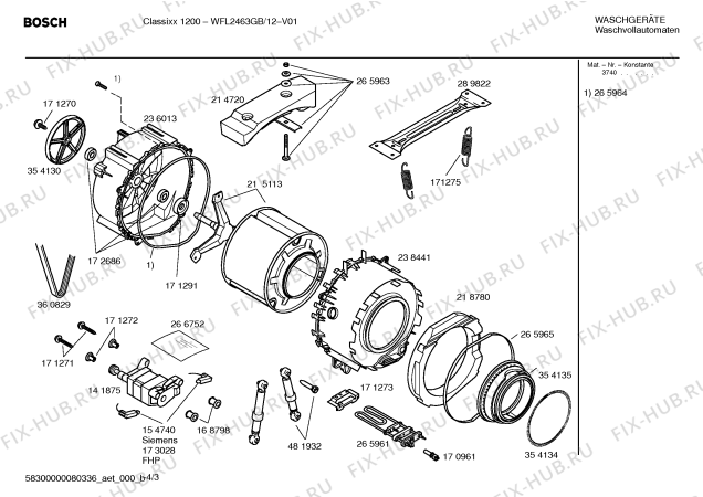 Взрыв-схема стиральной машины Bosch WFL2463GB Classixx 1200 - Схема узла 03