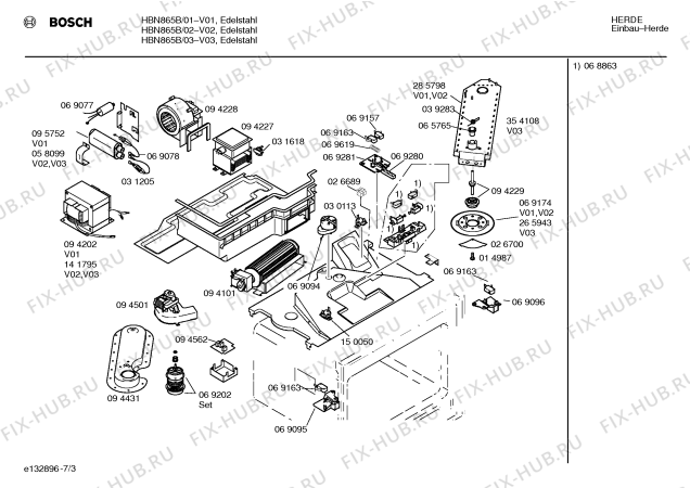 Схема №1 HBN865A с изображением Панель управления для электропечи Bosch 00287939