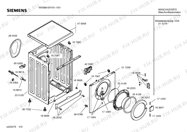 Взрыв-схема стиральной машины Siemens WXB861BY SIWAMAT XB 861 - Схема узла 02