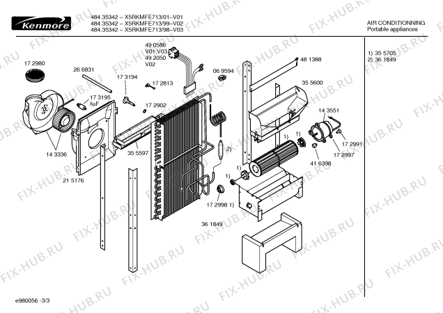 Схема №1 X5RKMFE713 Fedders с изображением Вентиляционная решетка для кондиционера Bosch 00434427