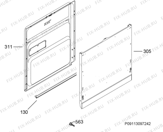 Взрыв-схема посудомоечной машины Aeg F66702VI0P - Схема узла Door 003