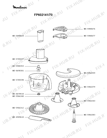 Взрыв-схема кухонного комбайна Moulinex FP602141/70 - Схема узла MP002921.8P2