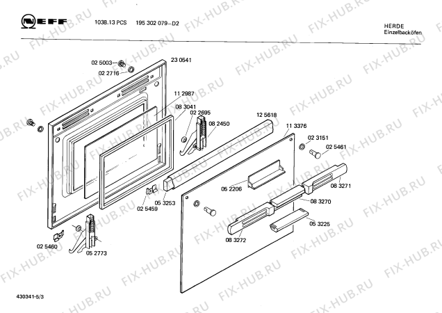 Взрыв-схема плиты (духовки) Neff 195302079 1038.13PCS - Схема узла 03