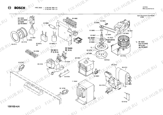 Взрыв-схема микроволновой печи Bosch 0750491063 HMG2500 - Схема узла 04