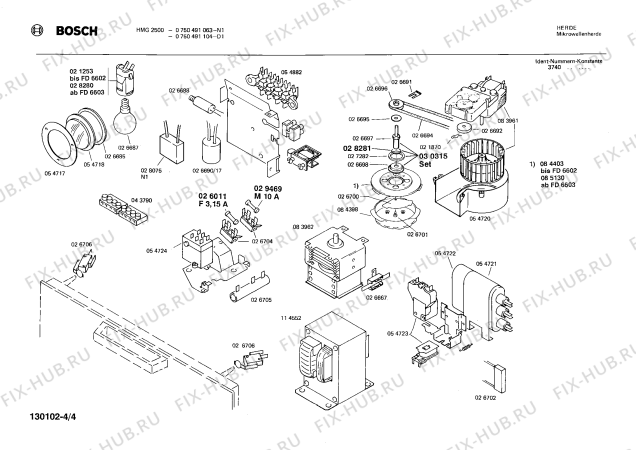 Взрыв-схема микроволновой печи Bosch 0750491104 HMG2500 - Схема узла 04