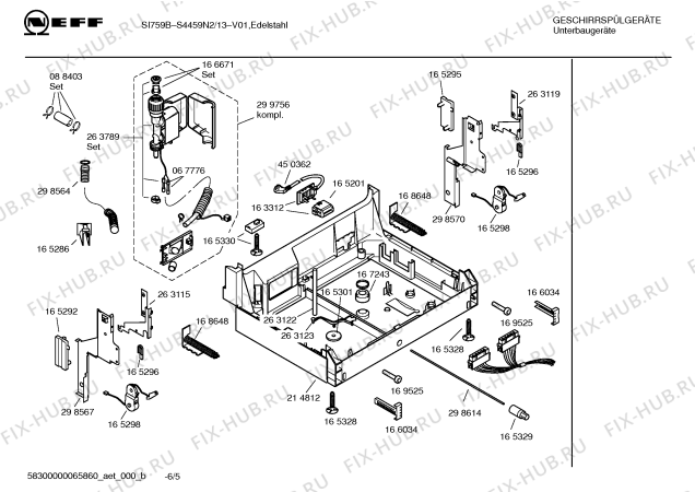 Взрыв-схема посудомоечной машины Neff S4459N2 SI759B - Схема узла 05