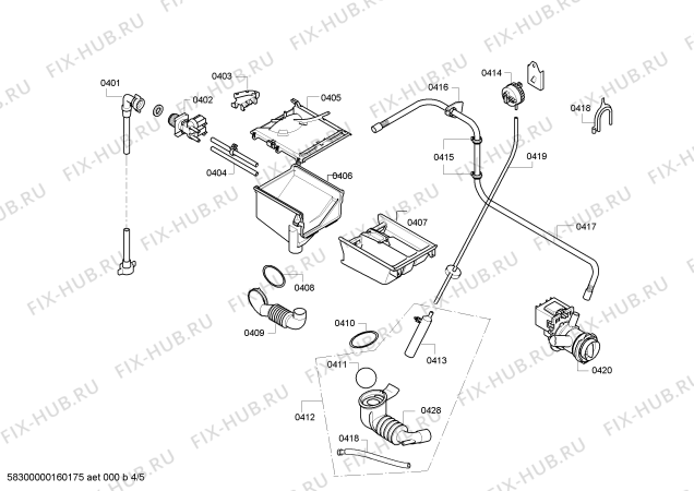 Взрыв-схема стиральной машины Bosch WAE16262BC Maxx 6 VarioPerfect - Схема узла 04