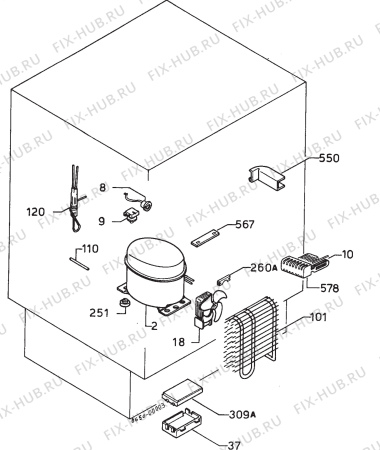 Взрыв-схема холодильника Alno AKU3115IW - Схема узла Cooling system 017