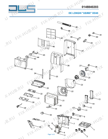 Схема №1 DD 45 с изображением Плата управления для увлажнителя и очистителя воздуха DELONGHI NE1796