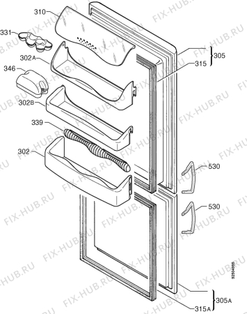 Взрыв-схема холодильника Rex RC350BSEX - Схема узла Door 003