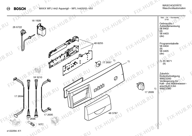 Схема №2 WFL1442II Maxx WFL 1442 Aquavigil с изображением Инструкция по установке и эксплуатации для стиральной машины Bosch 00584402