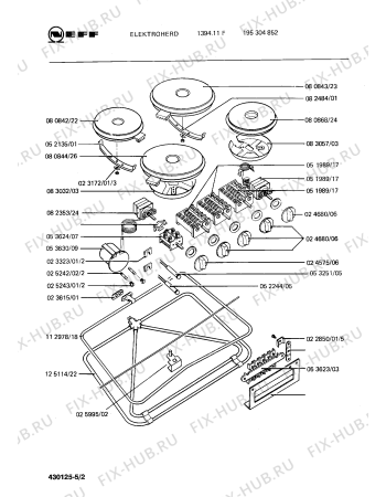 Взрыв-схема плиты (духовки) Neff 195304852 1394.11F - Схема узла 02