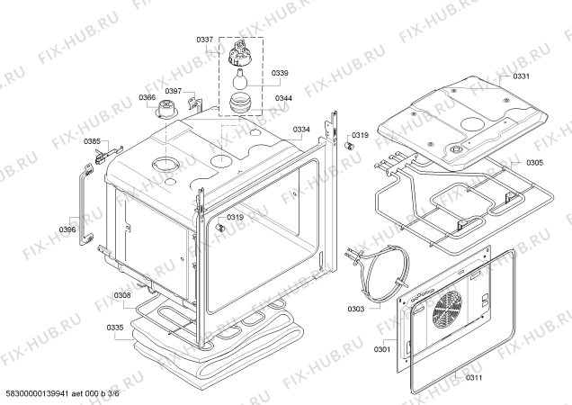 Взрыв-схема плиты (духовки) Bosch HBA53B520B - Схема узла 03