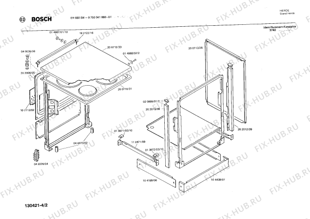 Взрыв-схема плиты (духовки) Bosch 0750041060 HEK022 - Схема узла 02