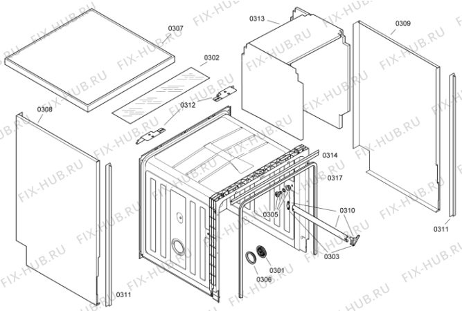 Схема №1 GS61230W (178950, SL15O1GN) с изображением Панель для электропосудомоечной машины Gorenje 225608