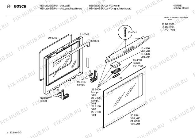 Взрыв-схема плиты (духовки) Bosch HBN256BEU - Схема узла 03